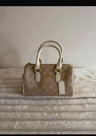 Coach Bag Rowan Satchel beige, Signature Canvas
