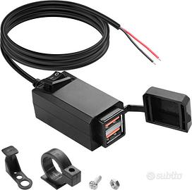 Caricatore USB per moto, 5 V, 2,1 A, impermeabile