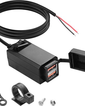 Caricatore USB per moto, 5 V, 2,1 A, impermeabile