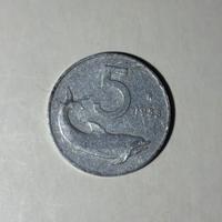 Moneta Delfino 5 Lire del 1953