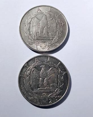 2 monete 2 Lire Impero del Regno d'Italia 1939/40