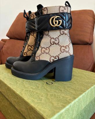 Gucci GG Marmont Leather & Canvas Boots – n. 38