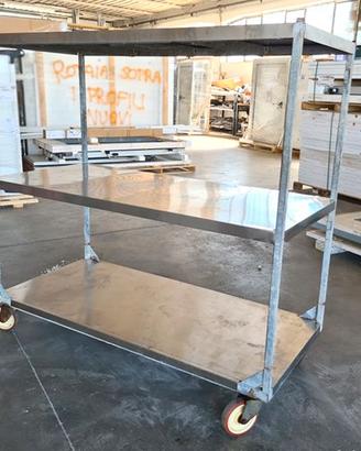 scaffale inox/zincato con ruote usato