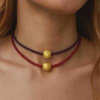 Collana perline vetro minimal nuova confez reg