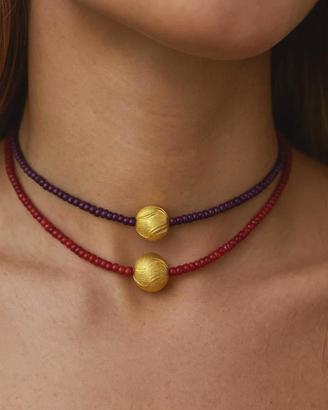 Collana perline vetro minimal nuova confez reg