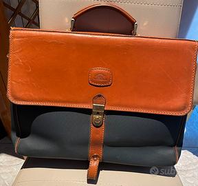 Cartella uomo Albano in pelle e tessuto blu