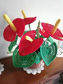 Vaso di anthurium ad uncinetto