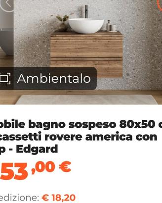 NUOVO sottolavabo bagno sospeso 80x50 - Rovere