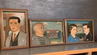 3 quadri a rilievo firmati 1970-Modernariato