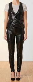 Pantalone e gilet paillettes neri Halloween
