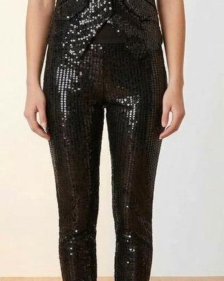 Pantalone e gilet paillettes neri Halloween