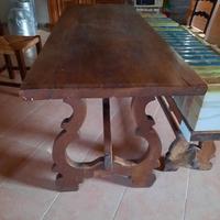 Fratino+panca+4 sedie legno paglia tutto massello