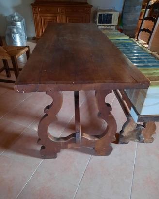 Fratino+panca+4 sedie legno paglia tutto massello
