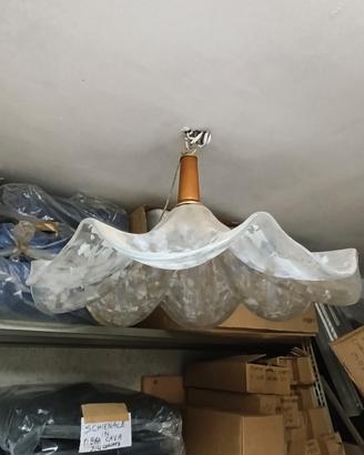 lampadario vintage vetro madreperla anni 7080