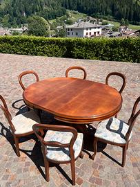 Tavolo vintage allungabile con 6 sedie