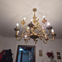 lampadario vintage ottone massiccio 