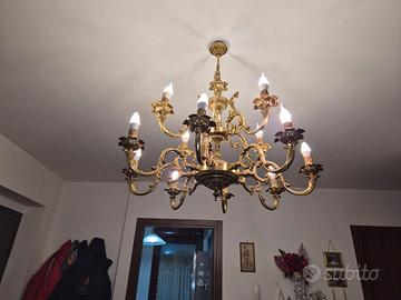 lampadario vintage ottone massiccio 
