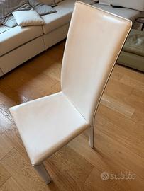 6 Sedie Bonaldo Angelina imbottite Cuoio Bianco