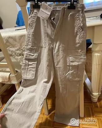 Pantalone donna beige in tessuto estivo Bershka, n
