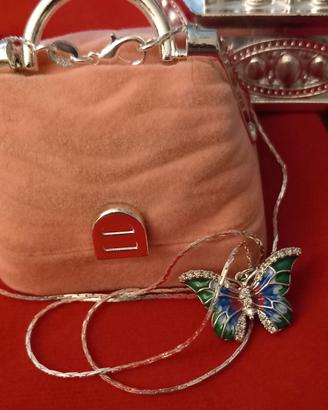 Splendido girocollo  puro Argento925 con Farfalla 