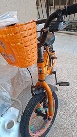 Bicicletta 14" bambino con accessori e rotelle 