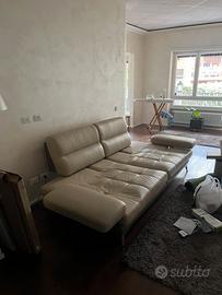 Divano in pelle Delta Salotti beige/castagna