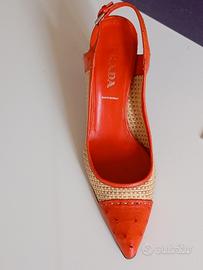 prada - Scarpa con tacco donna pelle di struzzo 