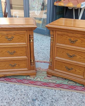 Coppia comodini  in legno 3 cassetti