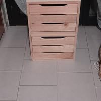 cassettiera da tavolo in pino
