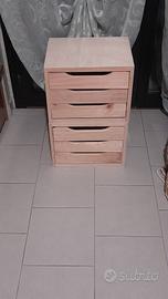 cassettiera da tavolo in pino