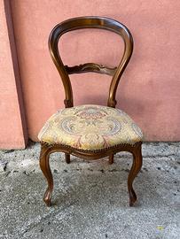 Set 6 sedie classiche in legno massello imbottite