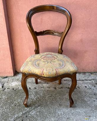 Set 6 sedie classiche in legno massello imbottite