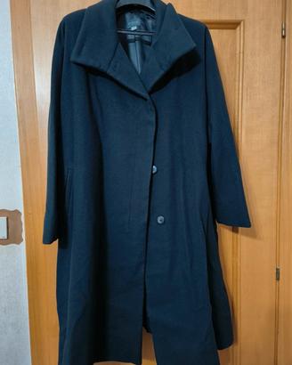 Cappotto lungo caldo nero da donna, taglia curvy