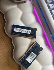 Due banchi ram 4+4 GB DDR3 laptop