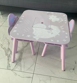 Tavolo con sedie in legno bambini