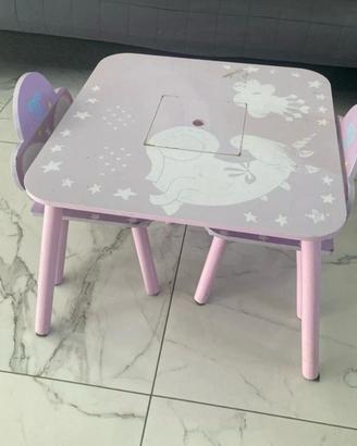 Tavolo con sedie in legno bambini