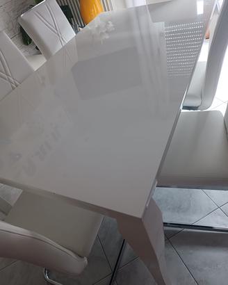 tavolo da cucina bianco laccato lucido 