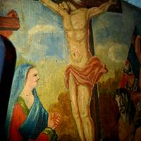 vecchio quadro in legno dipinto !!