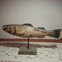 Scultura di Trota in metallo vintage 