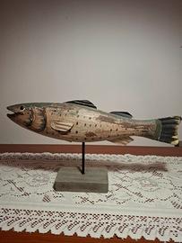 Scultura di Trota in metallo vintage 