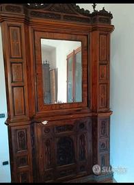 Mobili antichi credenza epoca con specchio 2 pezzi