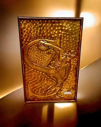 quadro in rame sbalzato scultura discobolo 66,5x44