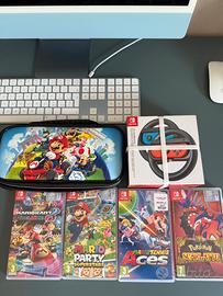 Nintendo switch, giochi, custodia, volante