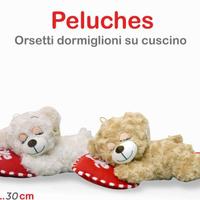 peluche orsetto dormiglione su cuscino 30 cm