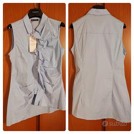 Top camicia cotone con volant NUOVA 