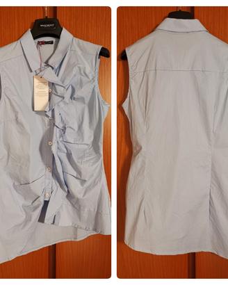 Top camicia cotone con volant NUOVA 