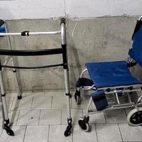 Carrozzina disabile portatile e deambulatore