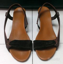 Sandali scarpe camoscio fondo zeppa n.39