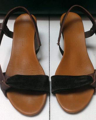 Sandali scarpe camoscio fondo zeppa n.39