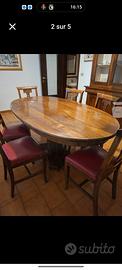 tavolo in legno vero con 6 sedie legno e pelle 